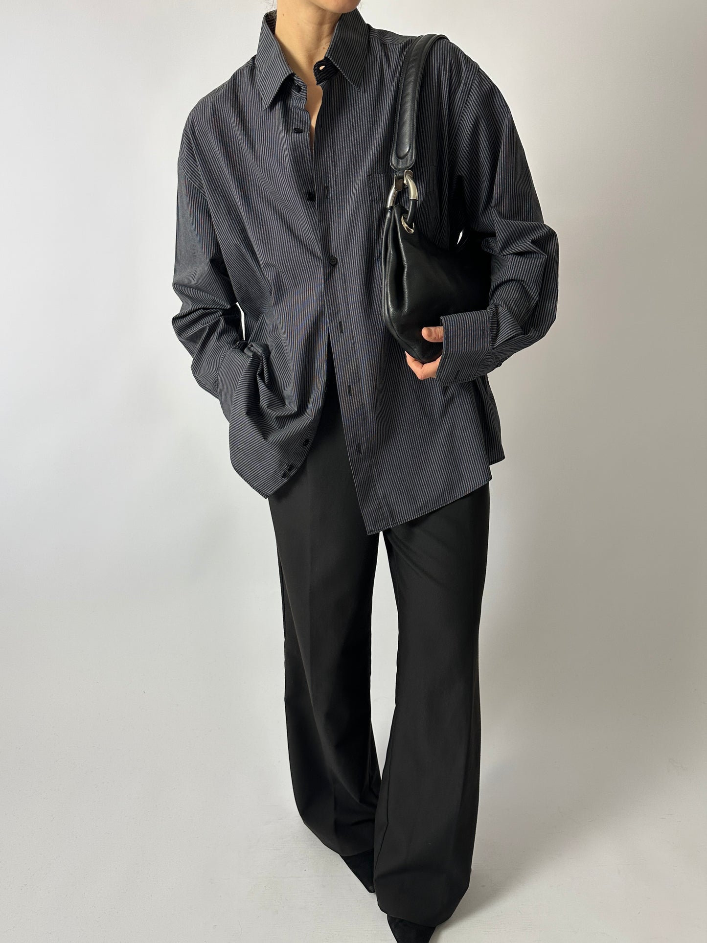 Relaxed striped shirt | Black / White