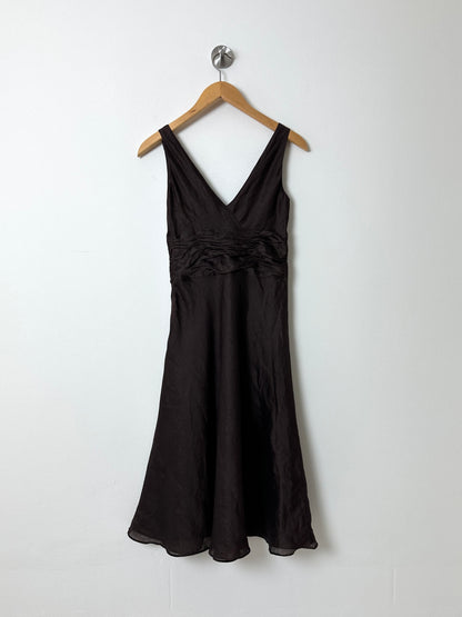 Linen dress | Dark brown