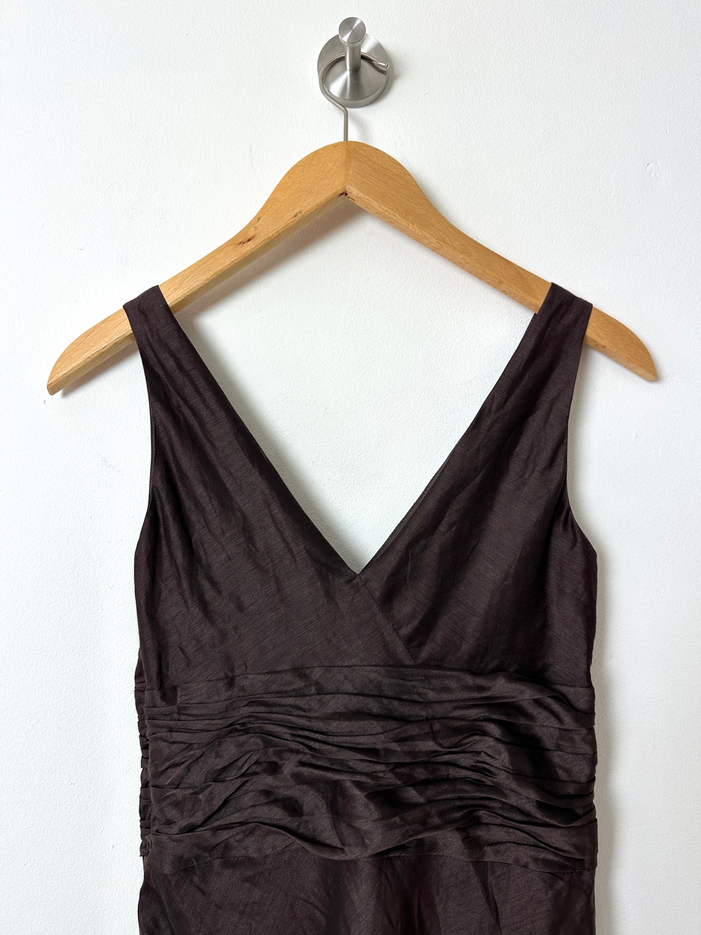 Linen dress | Dark brown