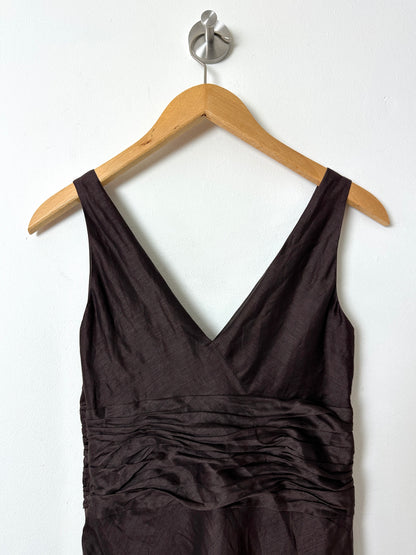 Linen dress | Dark brown