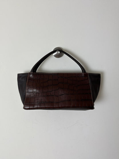 Leather hand bag | Black / brown