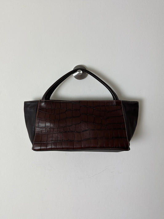 Leather hand bag | Black / brown