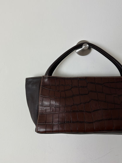 Leather hand bag | Black / brown