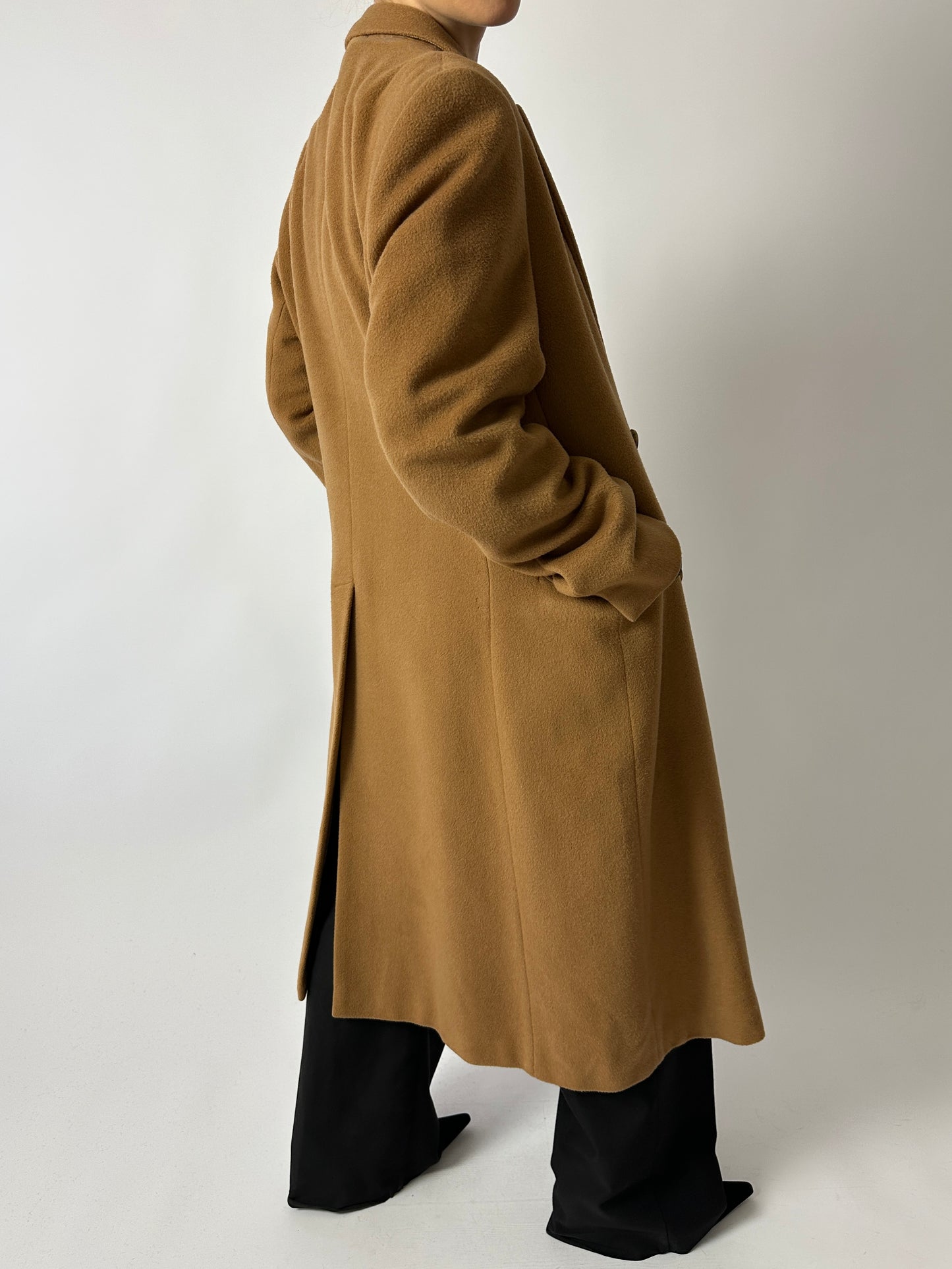 Long wool coat | Curry Brown