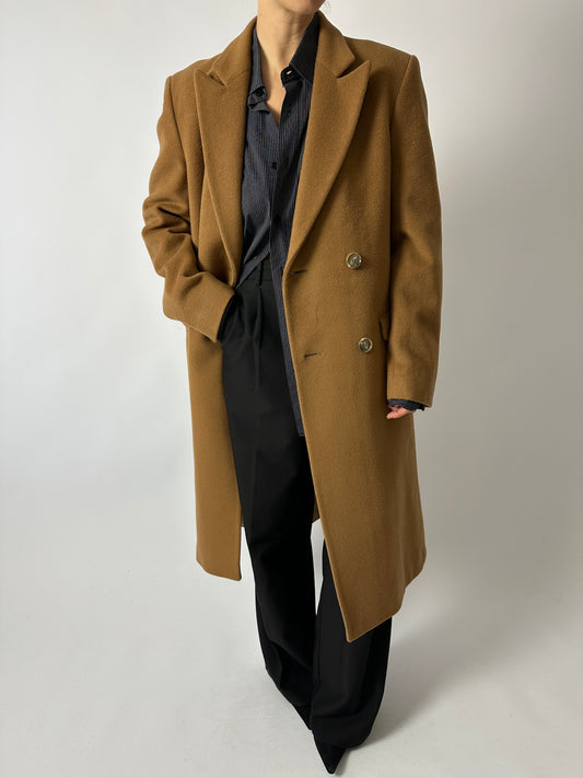 Long wool coat | Curry Brown