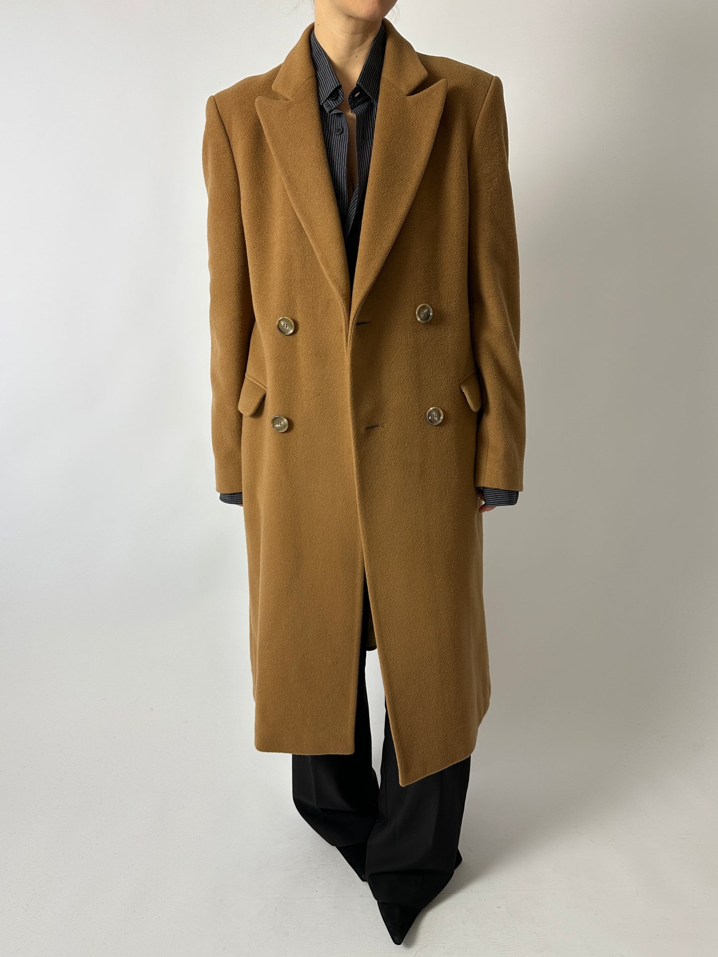 Long wool coat | Curry Brown