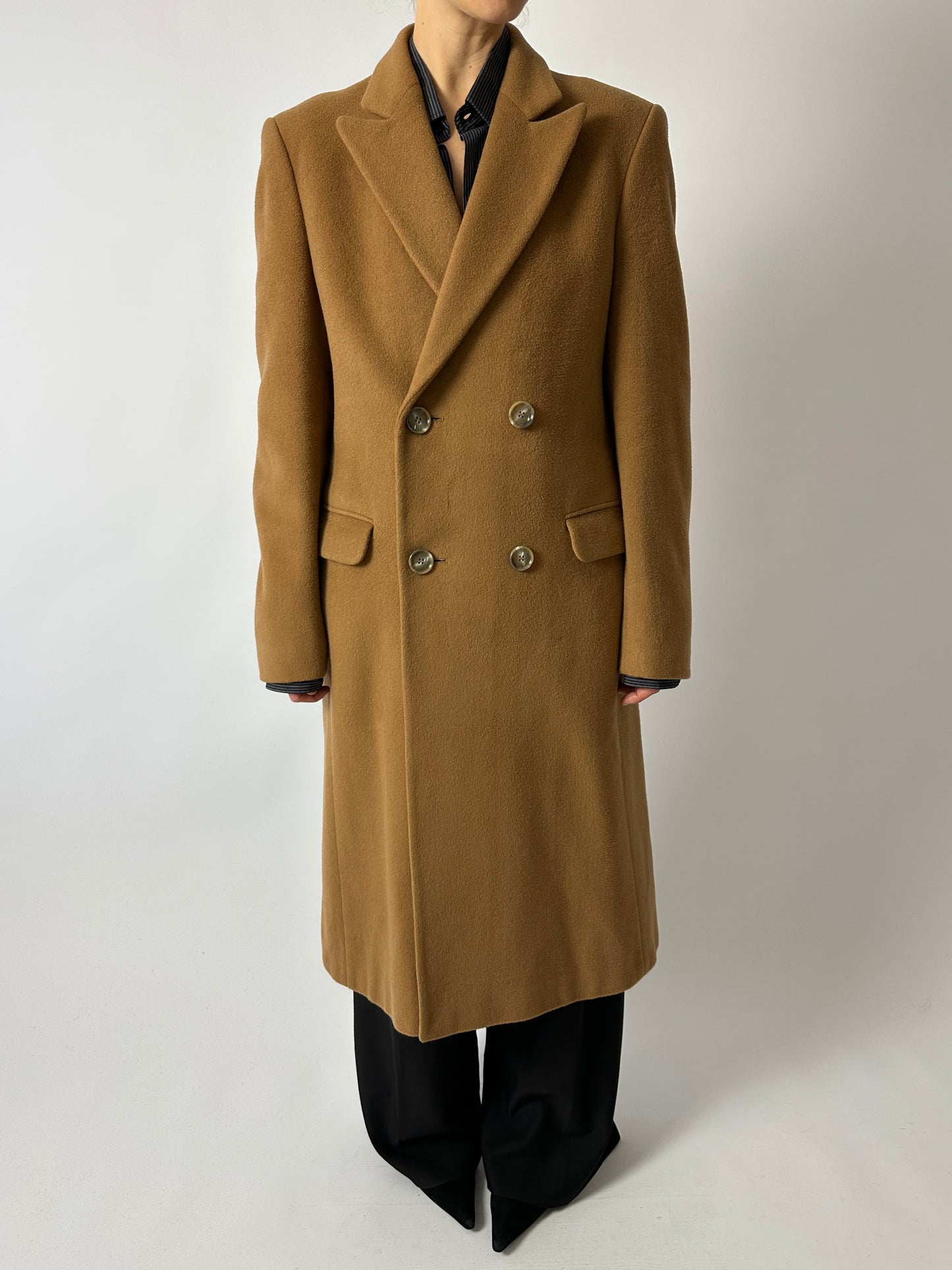 Long wool coat | Curry Brown
