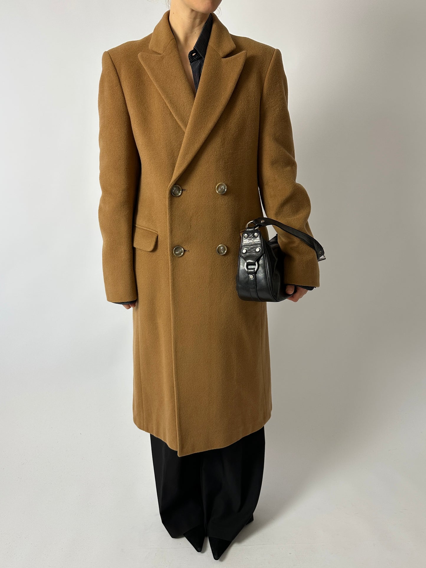 Long wool coat | Curry Brown