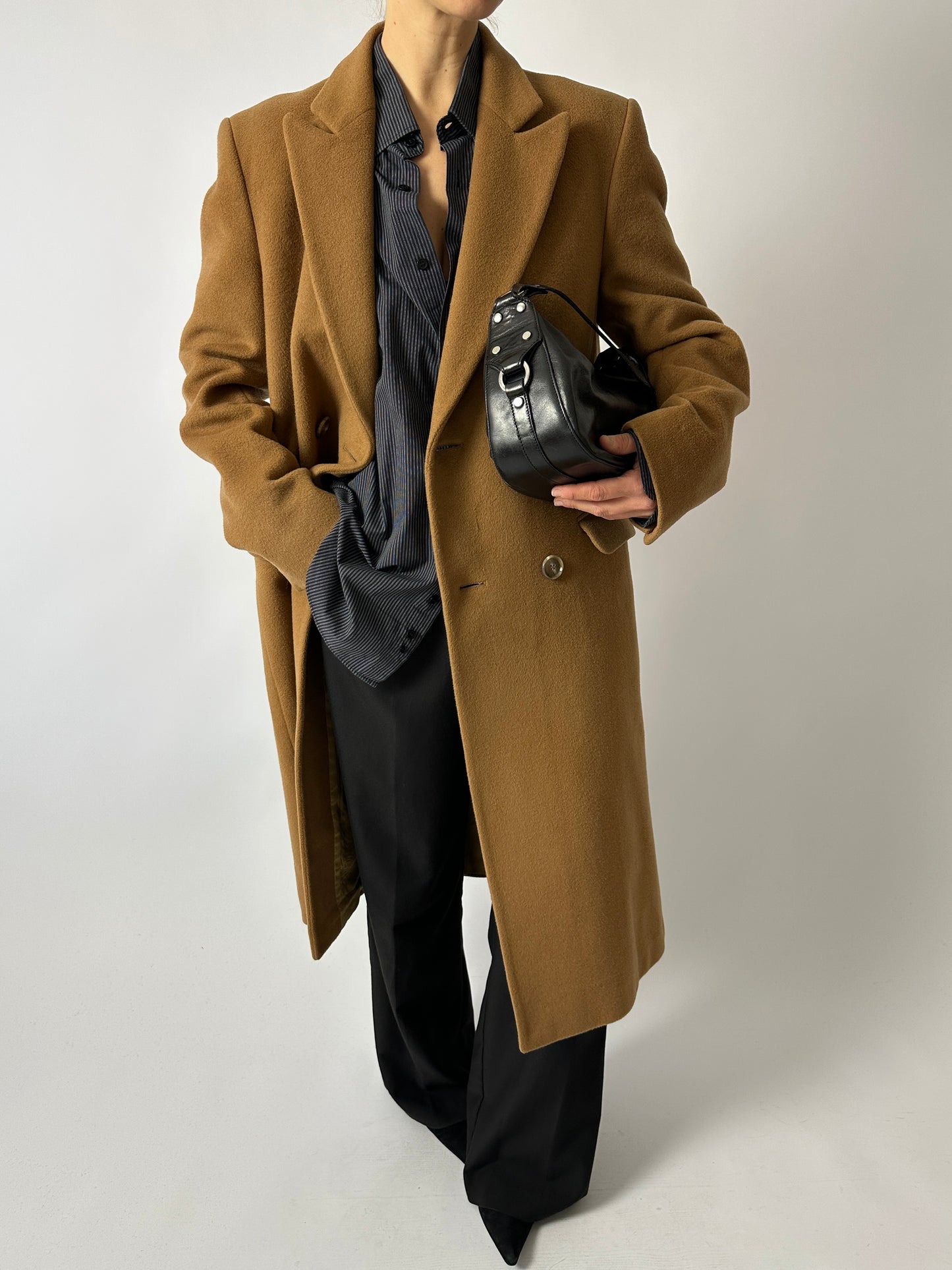 Long wool coat | Curry Brown