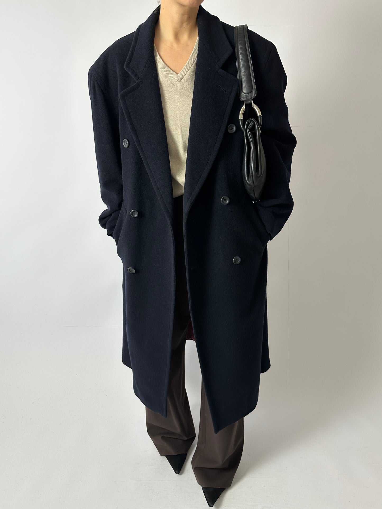 Oversized double-breasted coat | Dark Blue