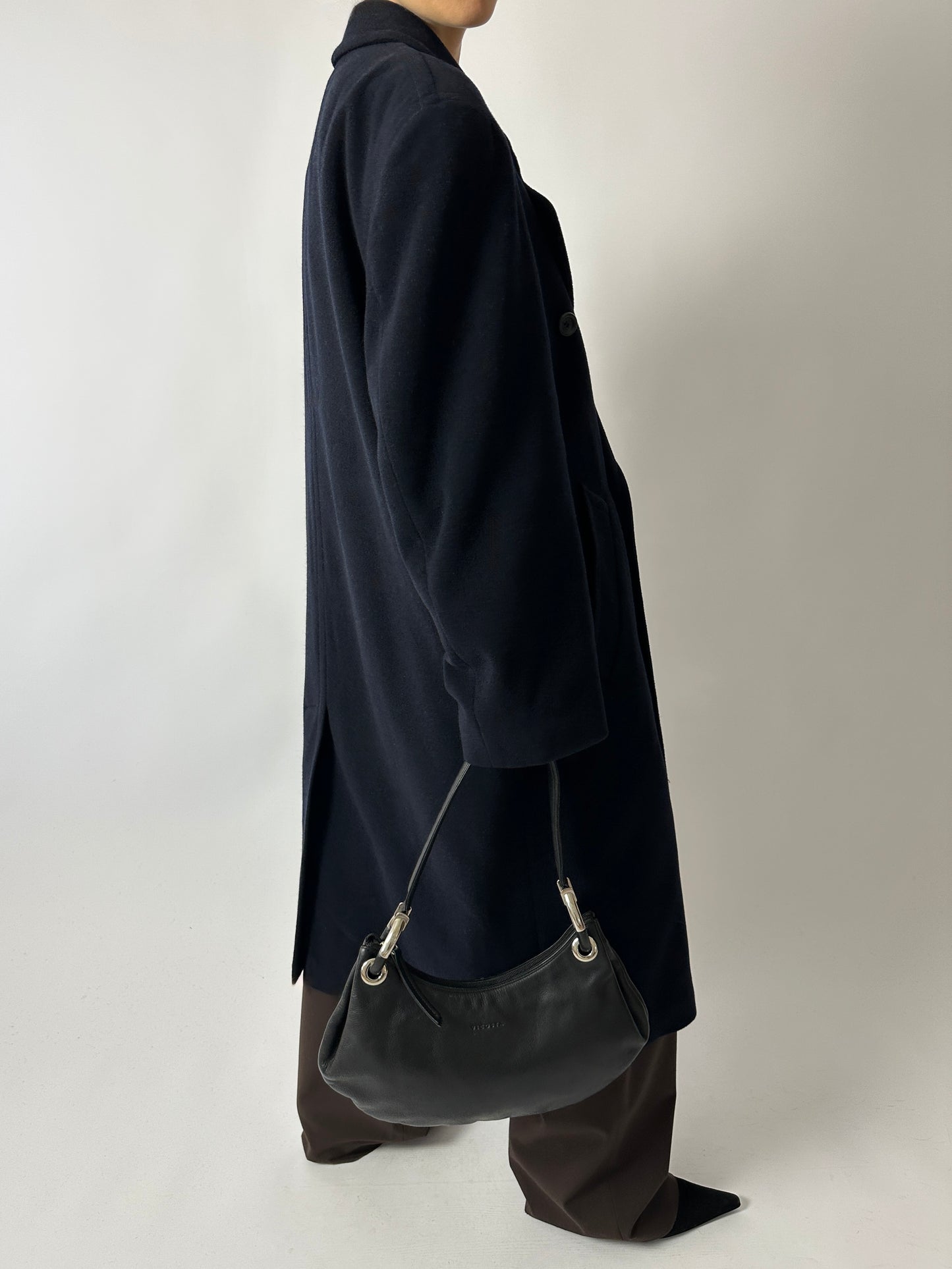 Oversized double-breasted coat | Dark Blue
