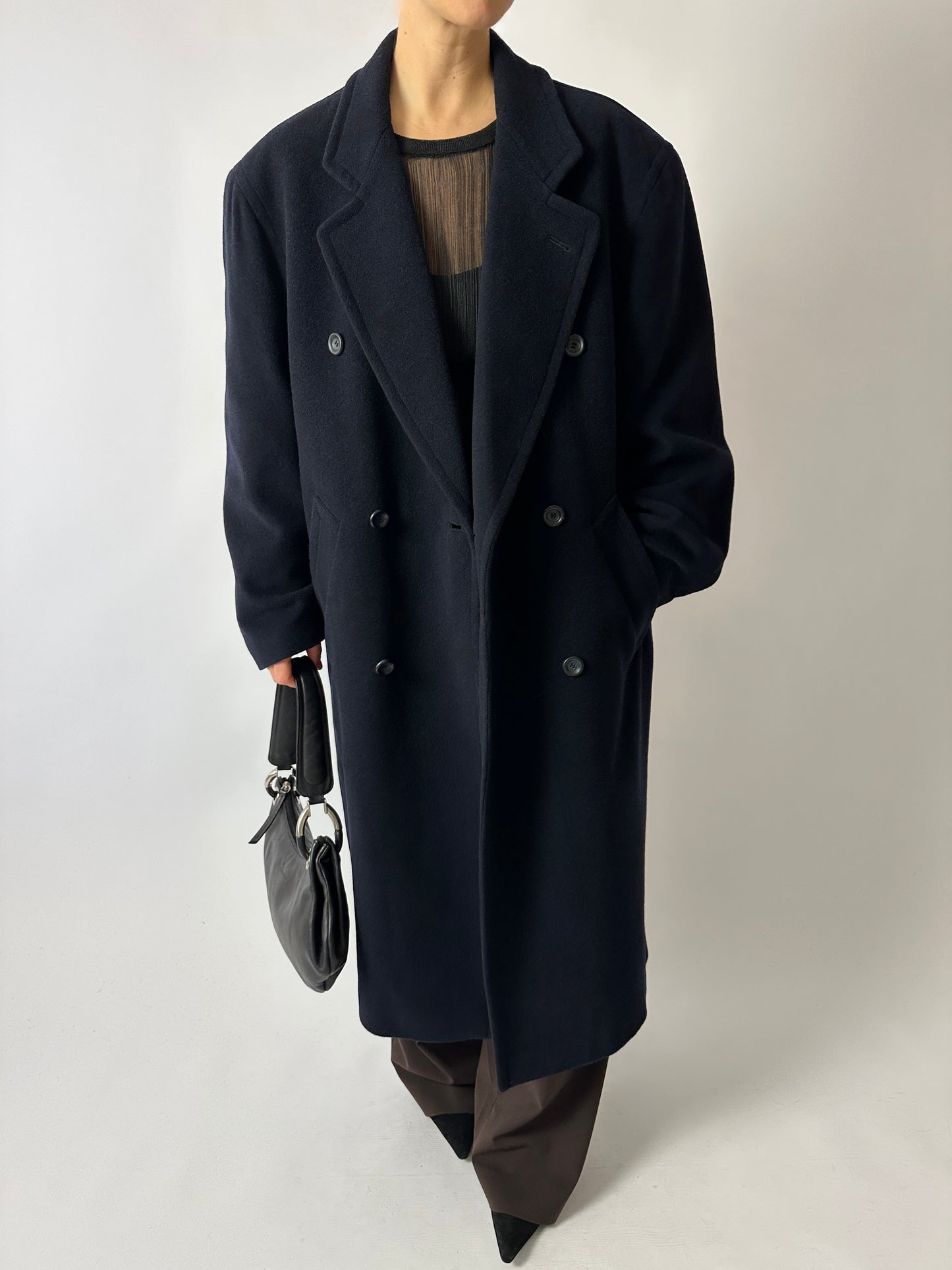 Oversized double-breasted coat | Dark Blue