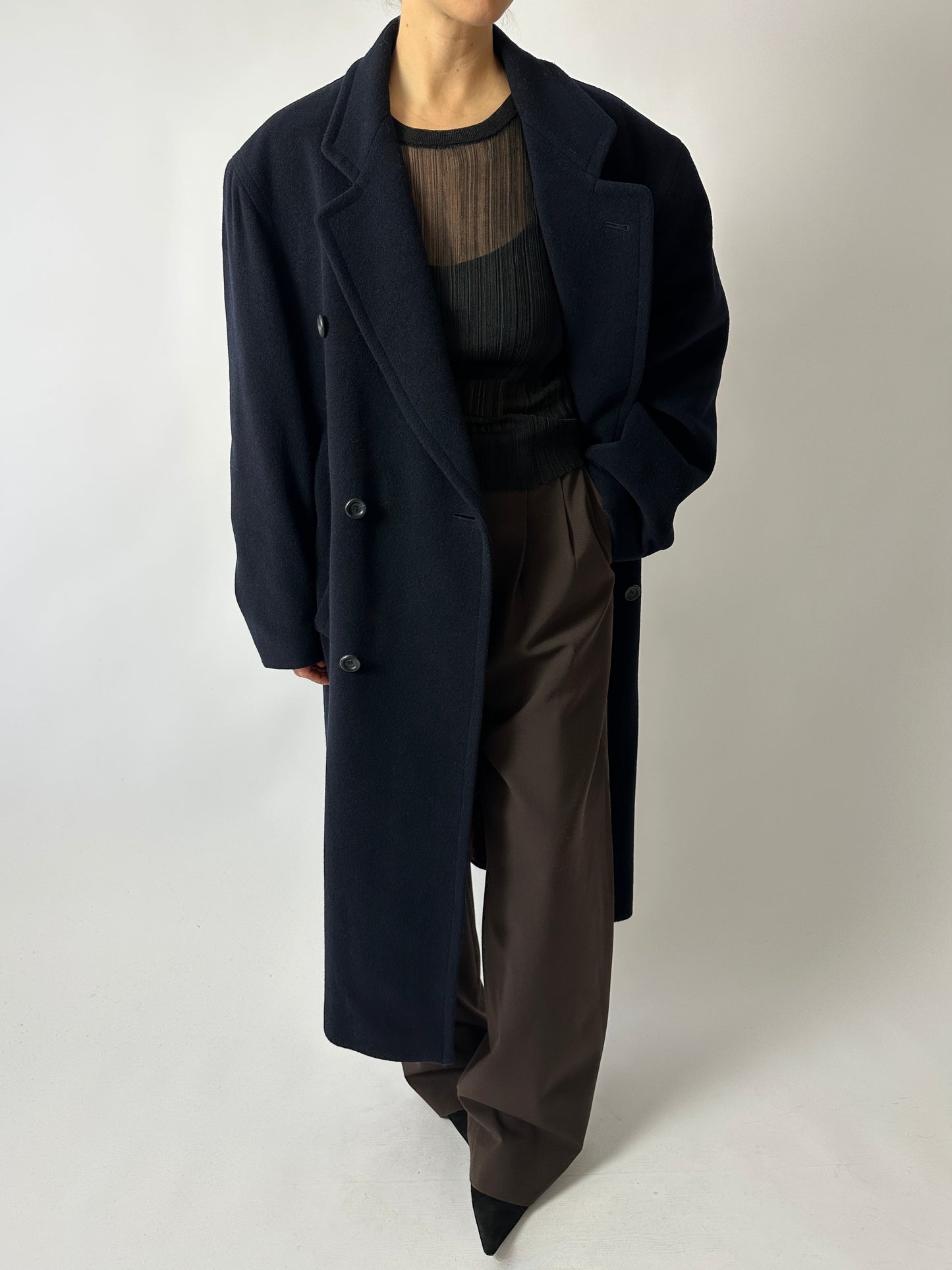 Oversized double-breasted coat | Dark Blue