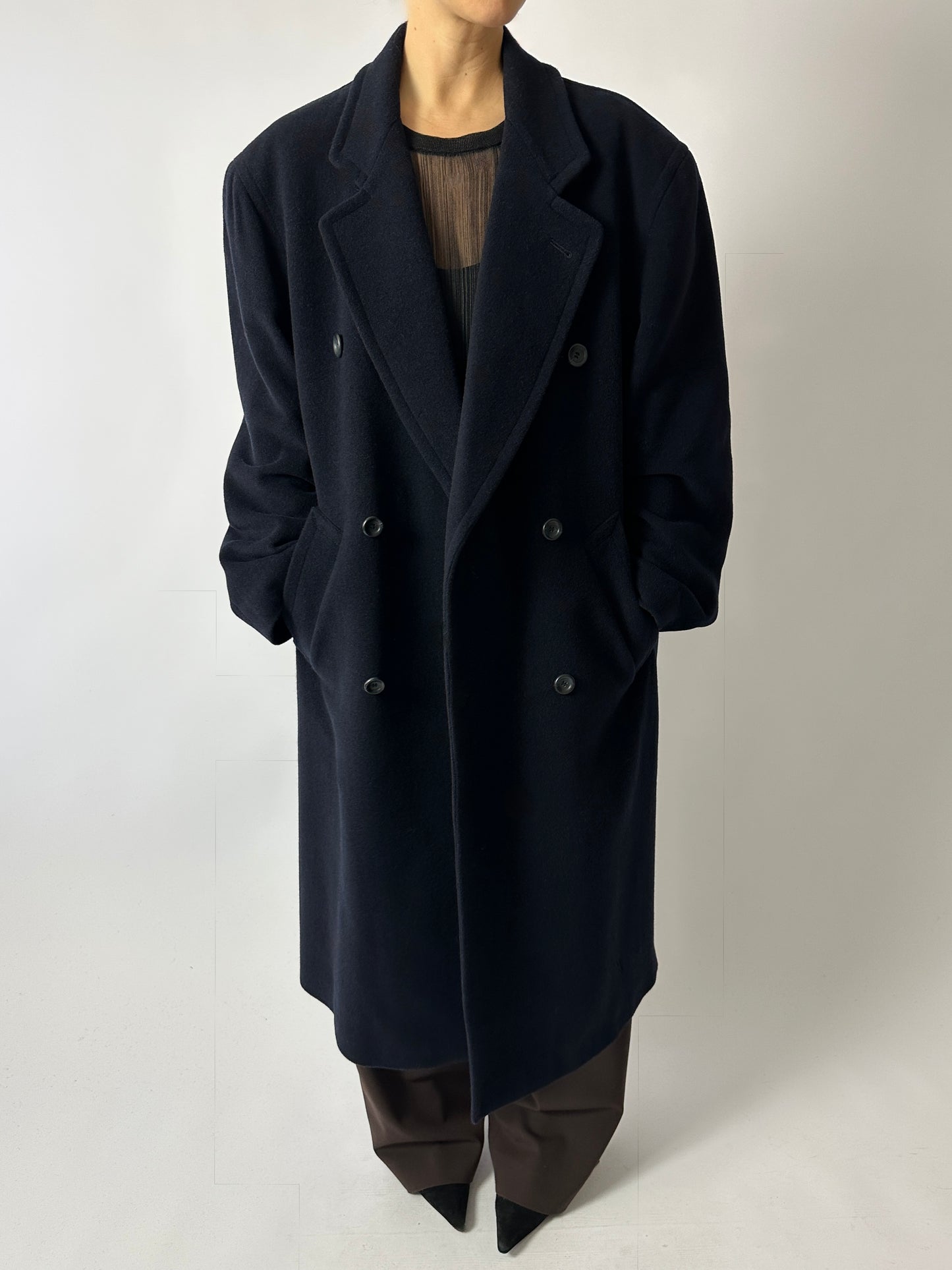 Oversized double-breasted coat | Dark Blue