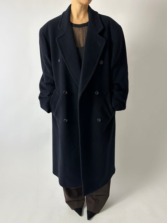 Oversized double-breasted coat | Dark Blue