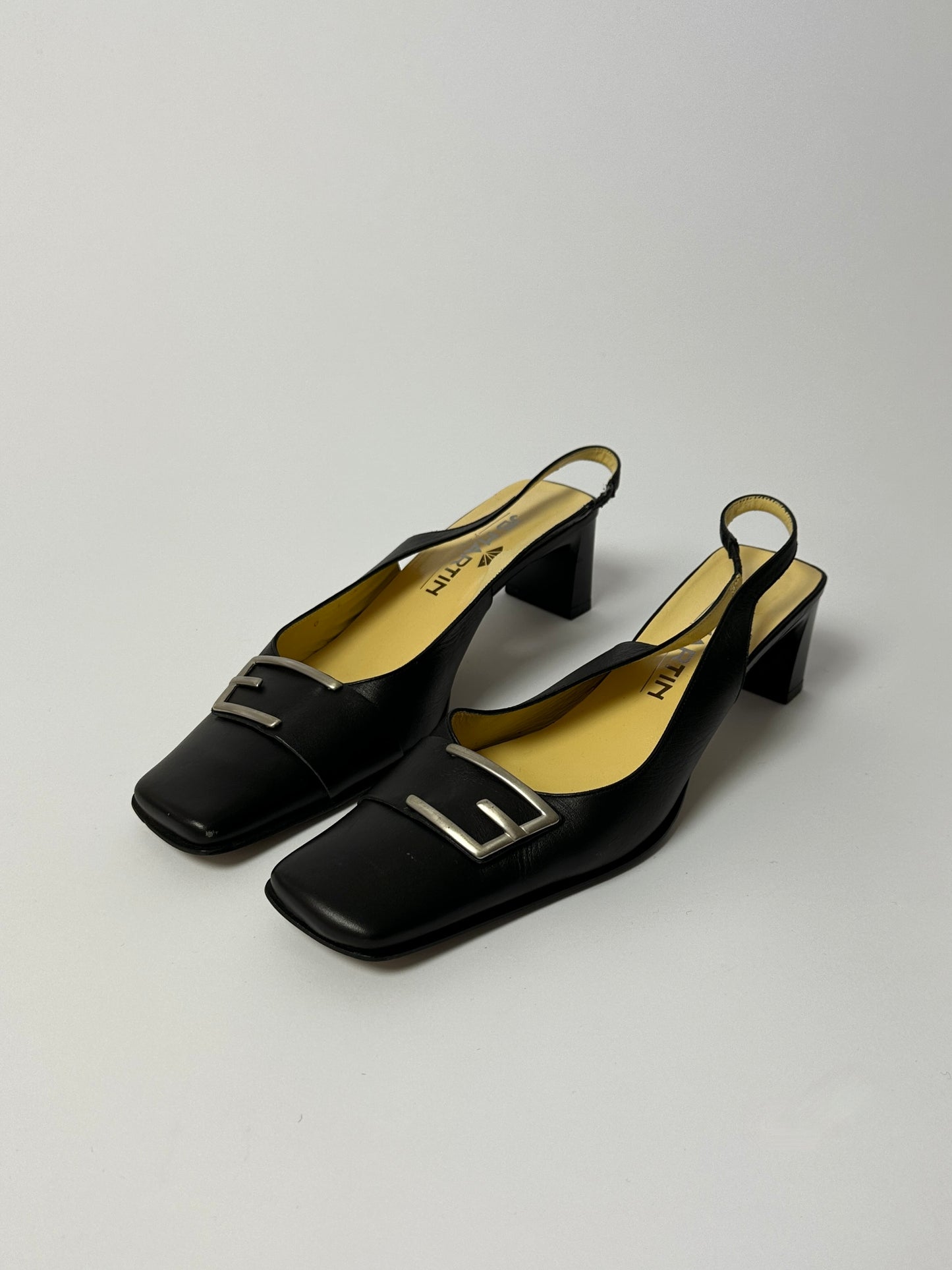 Leather slingback mules | Black