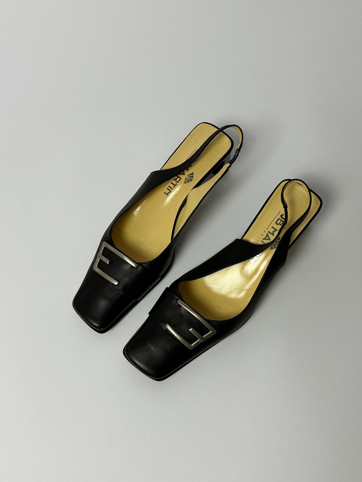 Leather slingback mules | Black