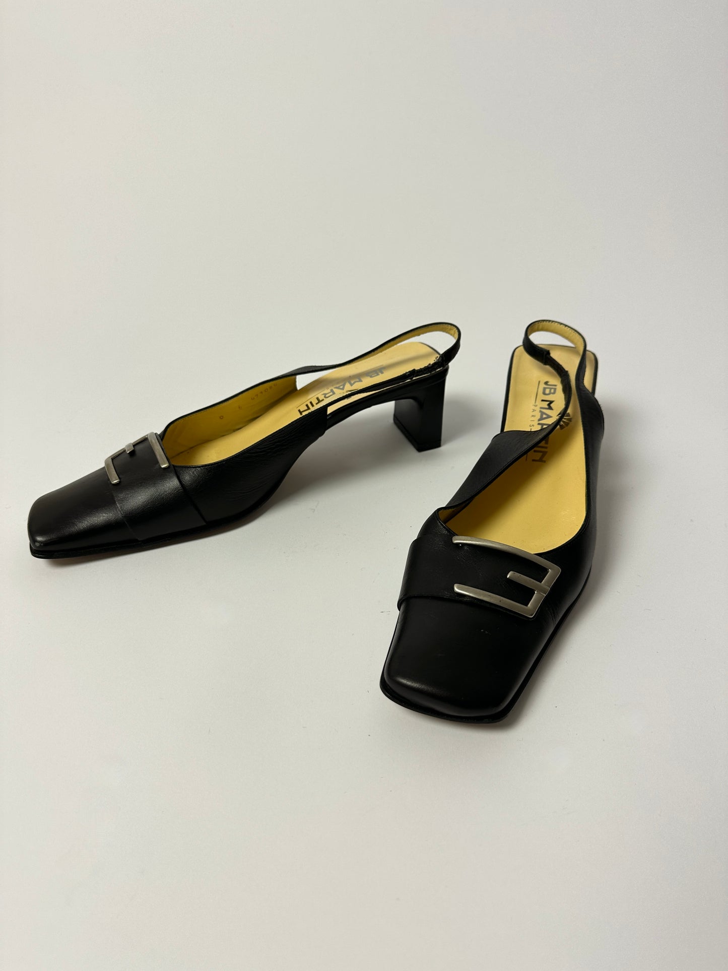 Leather slingback mules | Black