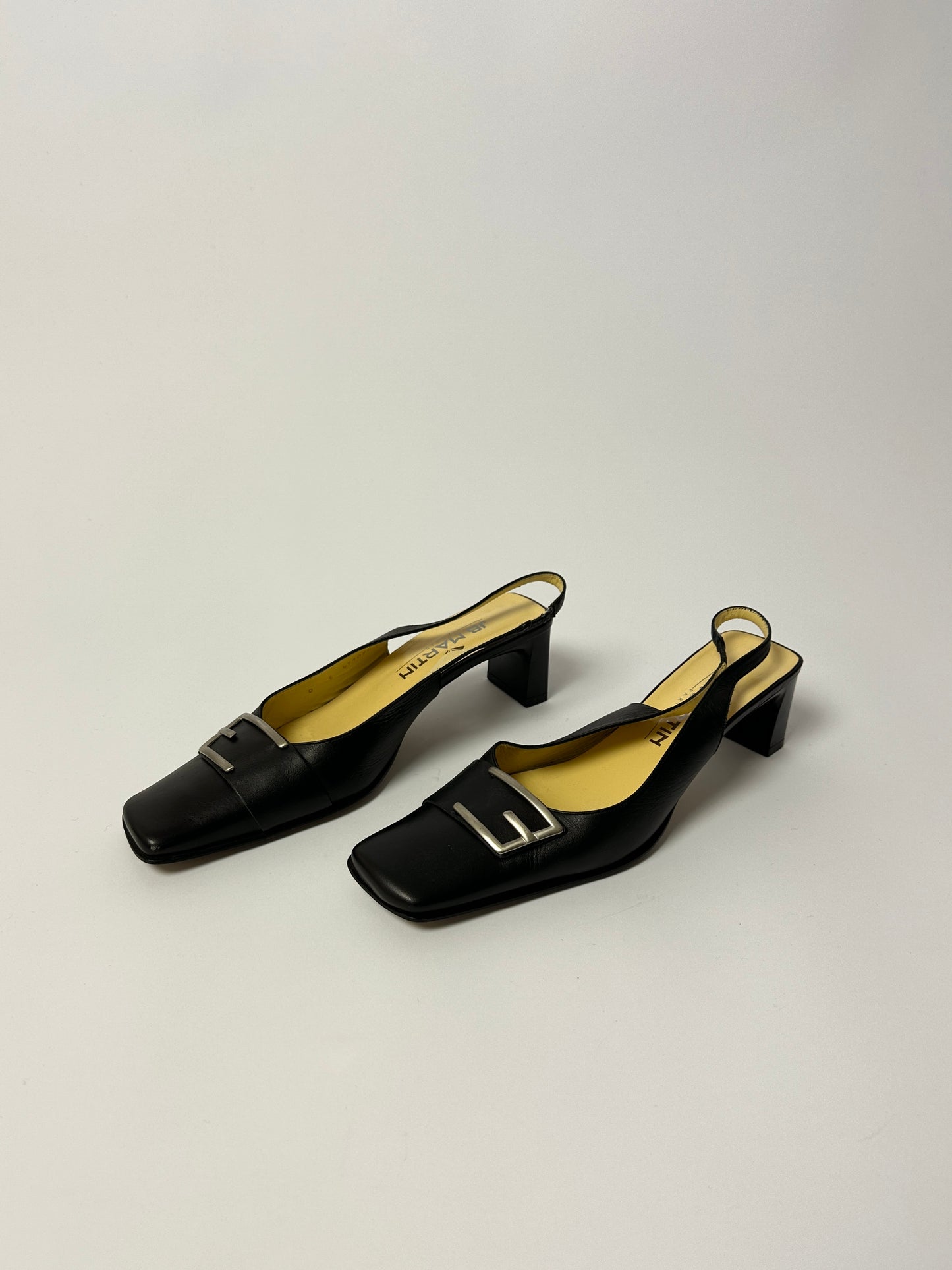 Leather slingback mules | Black