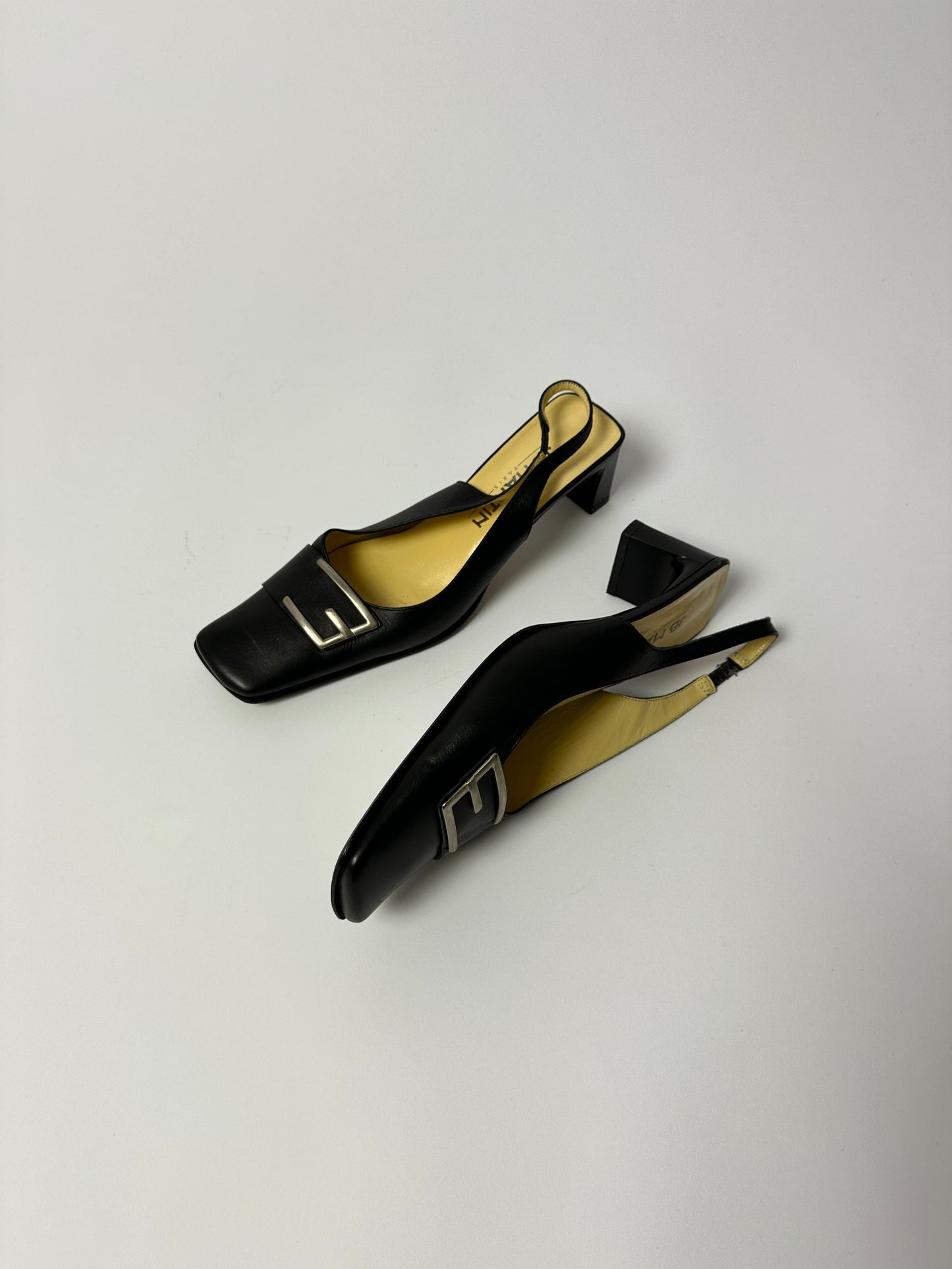 Leather slingback mules | Black