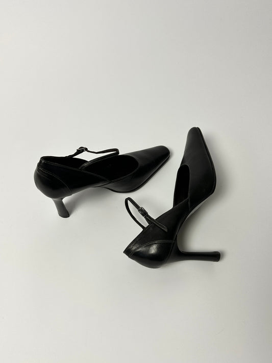 Leather heels | Dark brown