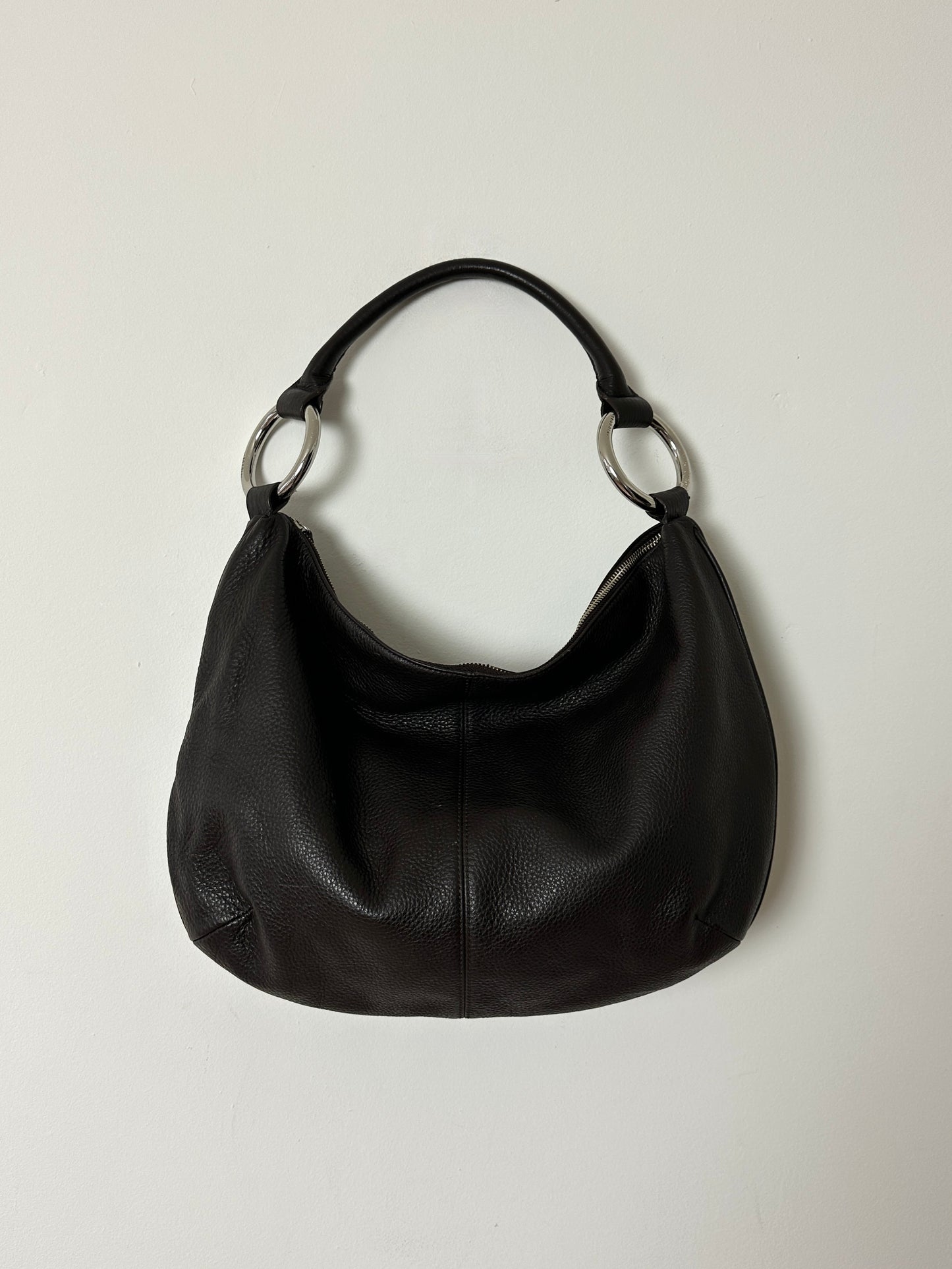 Leather shoulder bag | Dark brown