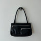 Leather zip shoulder bag | Black