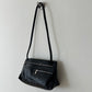 Leather zip shoulder bag | Black