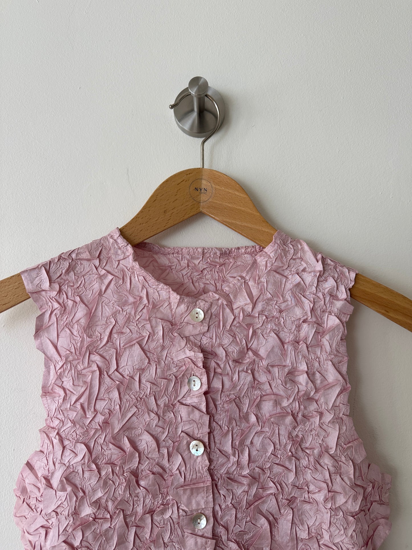 Crinkle stretch top | Soft pink