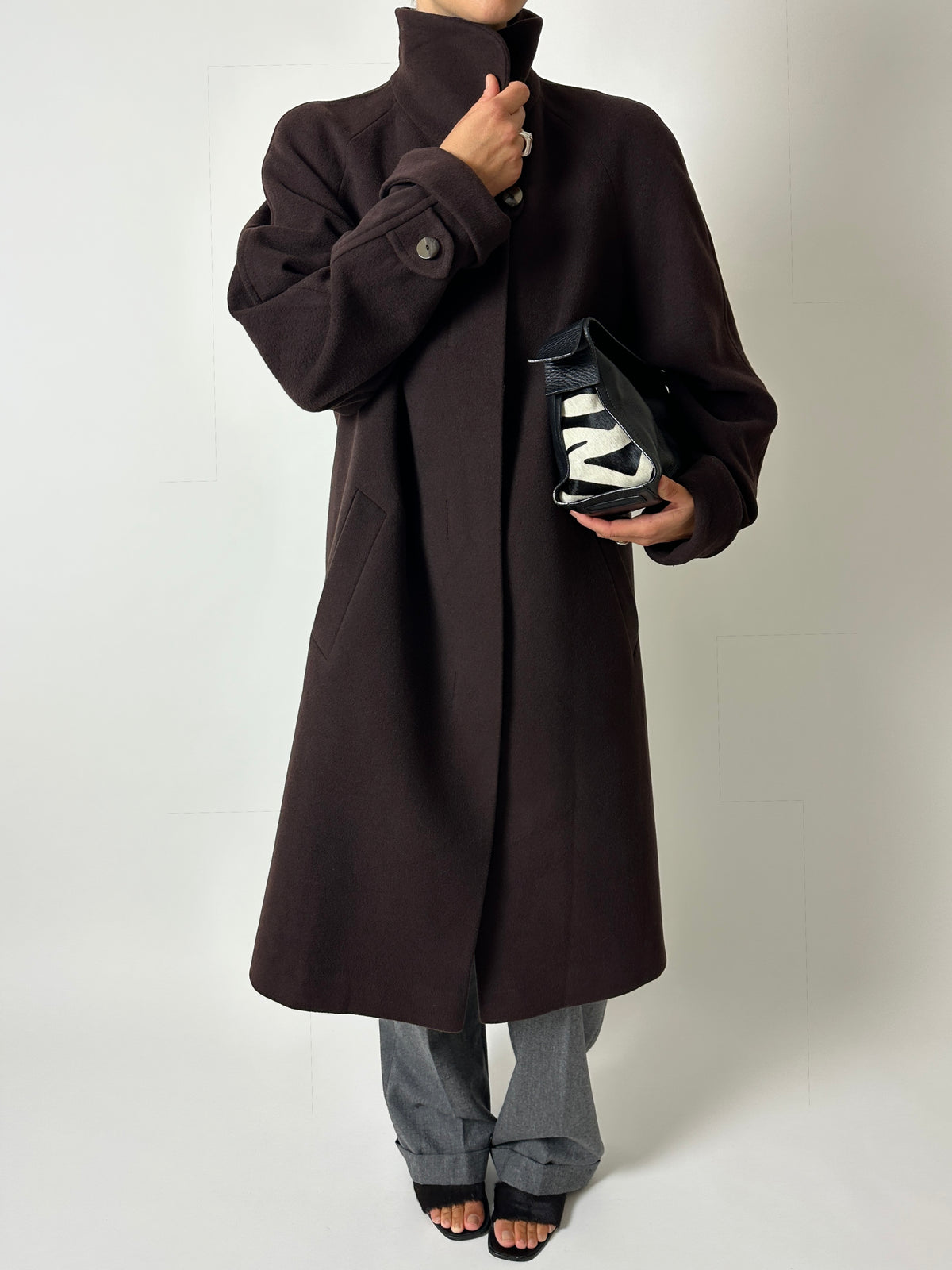 Wool cashmere coat | Dark Brown