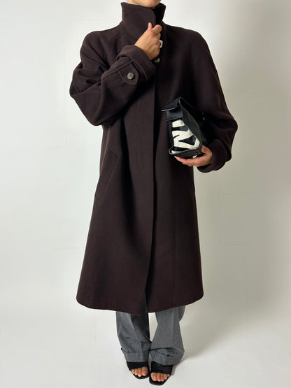 Wool cashmere coat | Dark Brown
