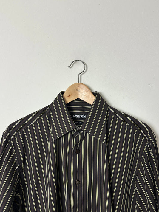 Relaxed striped shirt | Brown / Yellow