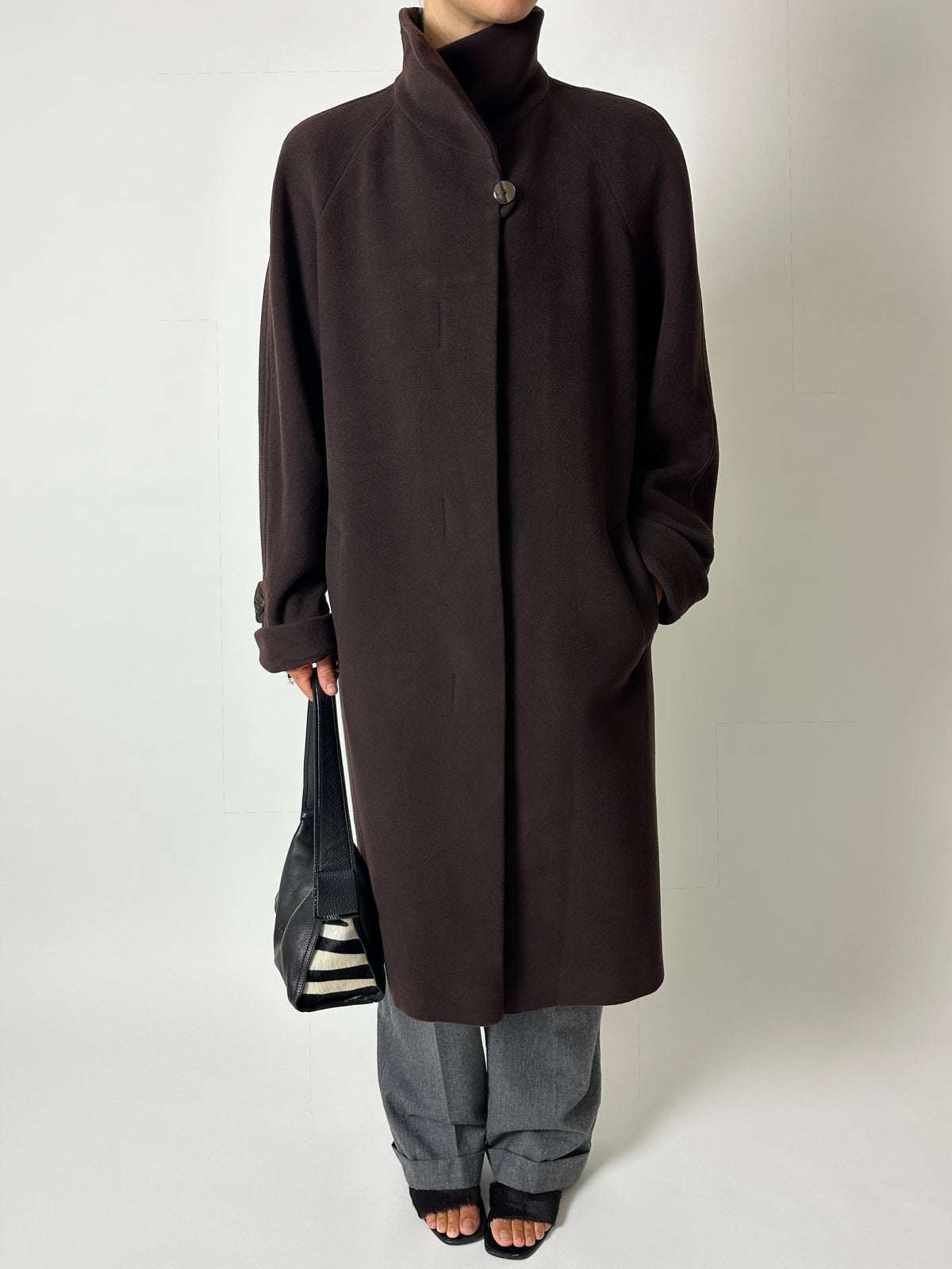 Wool cashmere coat | Dark Brown