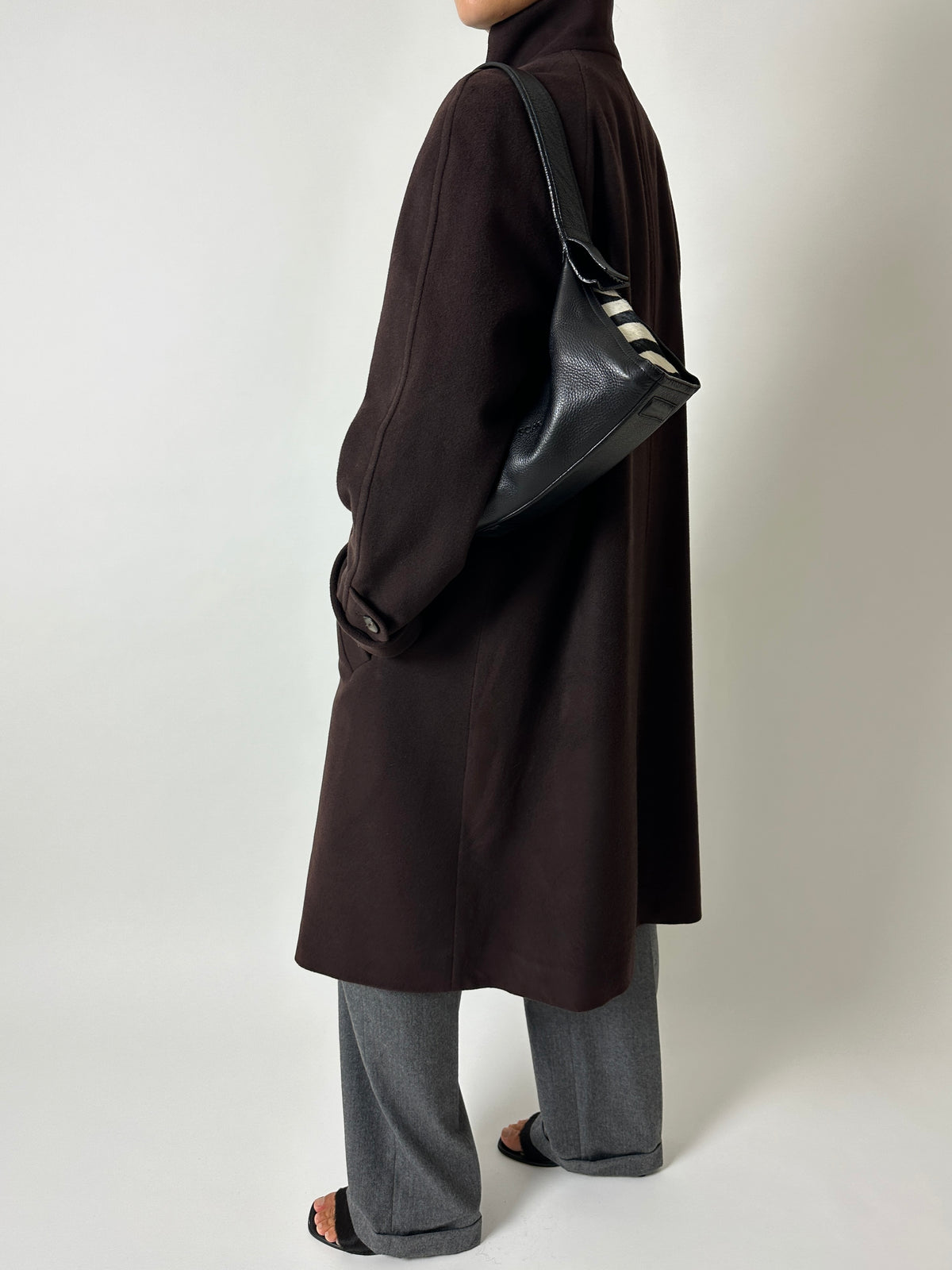 Wool cashmere coat | Dark Brown