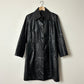 Croc-embossed leather coat | Black