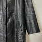 Croc-embossed leather coat | Black
