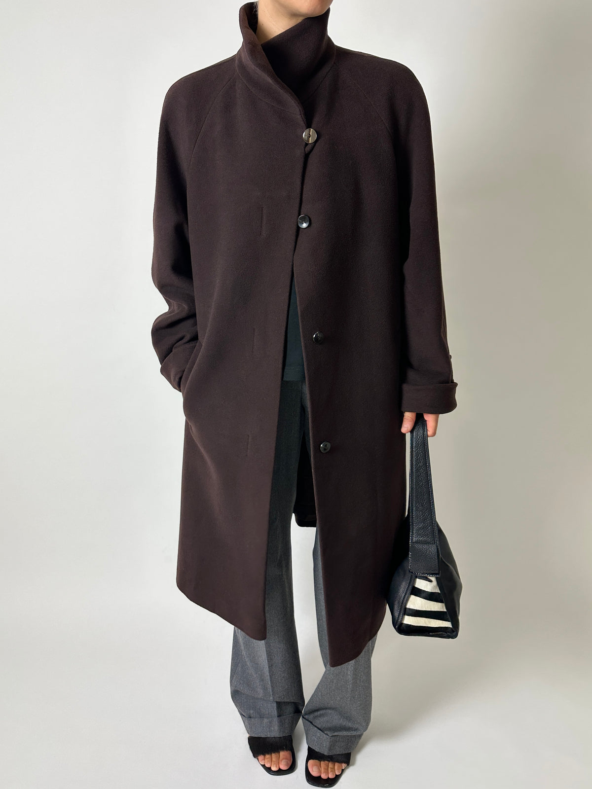 Wool cashmere coat | Dark Brown