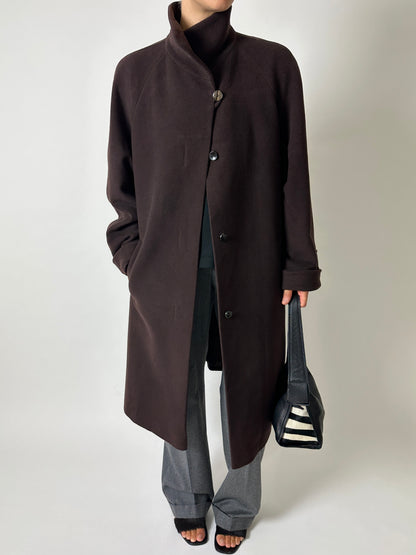 Wool cashmere coat | Dark Brown