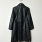 Croc-embossed leather coat | Black