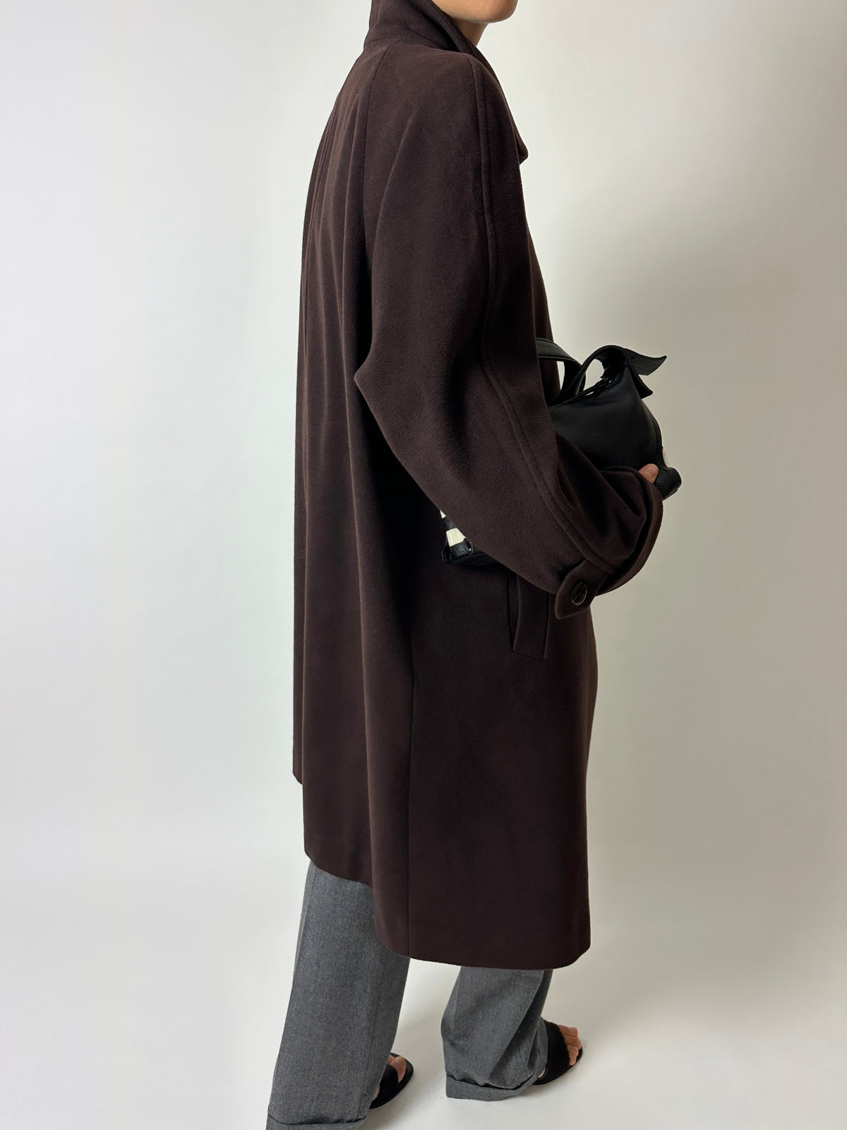 Wool cashmere coat | Dark Brown