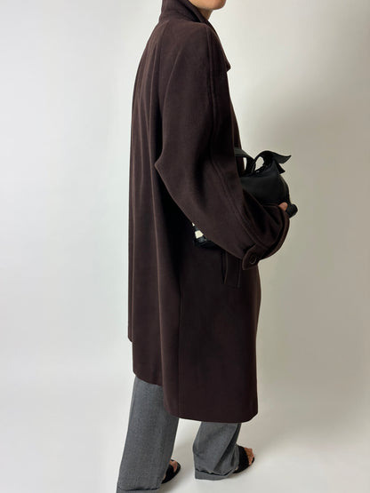 Wool cashmere coat | Dark Brown