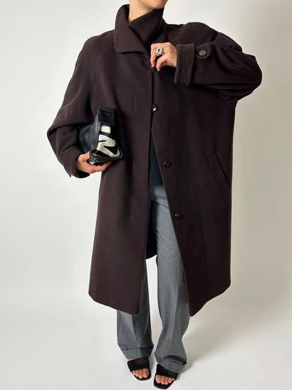Wool cashmere coat | Dark Brown