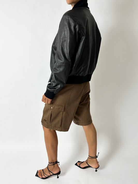 Leather bomber jacket | Black