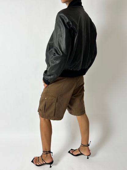 Leather bomber jacket | Black