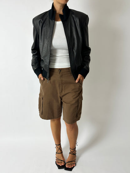 Leather bomber jacket | Black