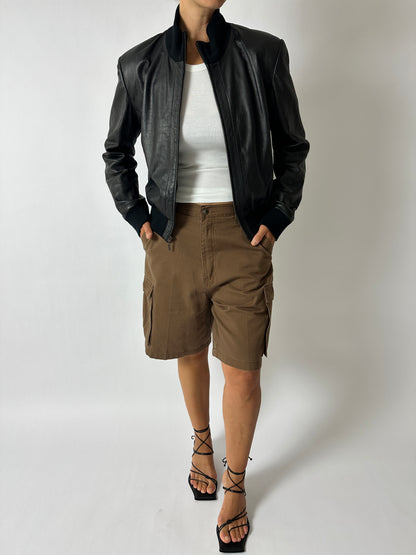 Leather bomber jacket | Black