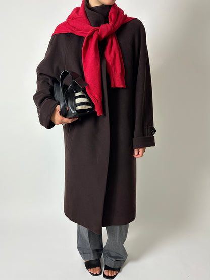 Wool cashmere coat | Dark Brown