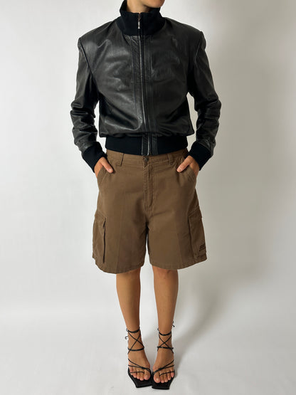 Leather bomber jacket | Black