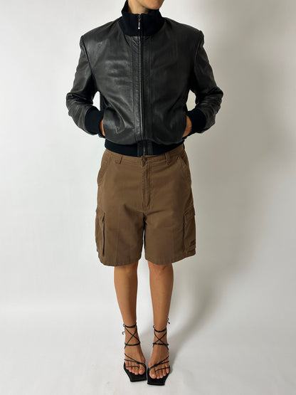 Leather bomber jacket | Black