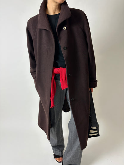 Wool cashmere coat | Dark Brown